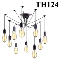 Đèn thả dây điện chân nhện mềm đen 14 đui TH124, E27 x 14